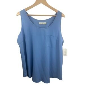 Faded Glory‎ Womens Tank Top XL (16-18) Blue Sleeveless Casual Pocket Blouse